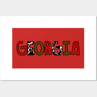 Georgia cowprint wordart Posters and Art